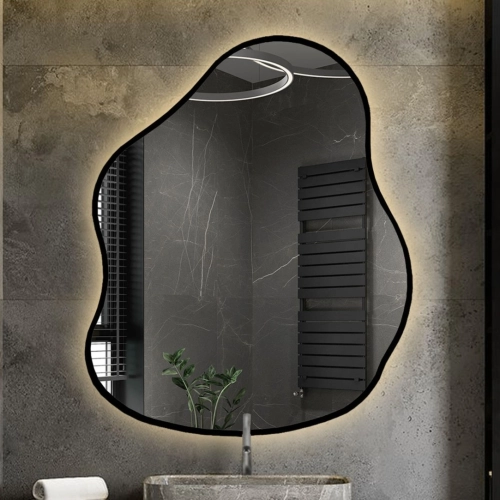 Lustro o organicznym kształcie w ramie z podświetleniem - STONE W RAMIE LED